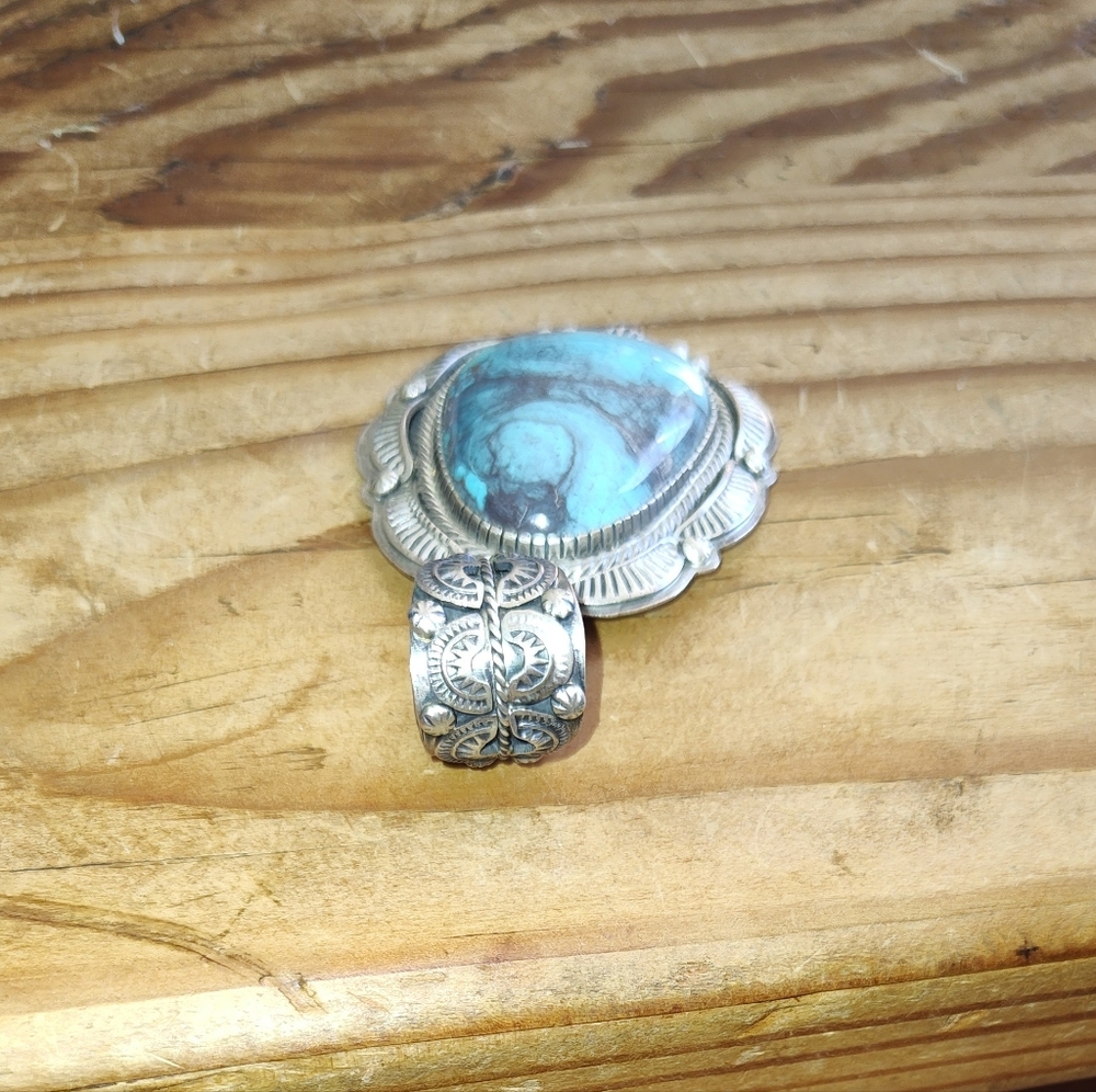 Native American turquoise pendant SIGNED L JUAN